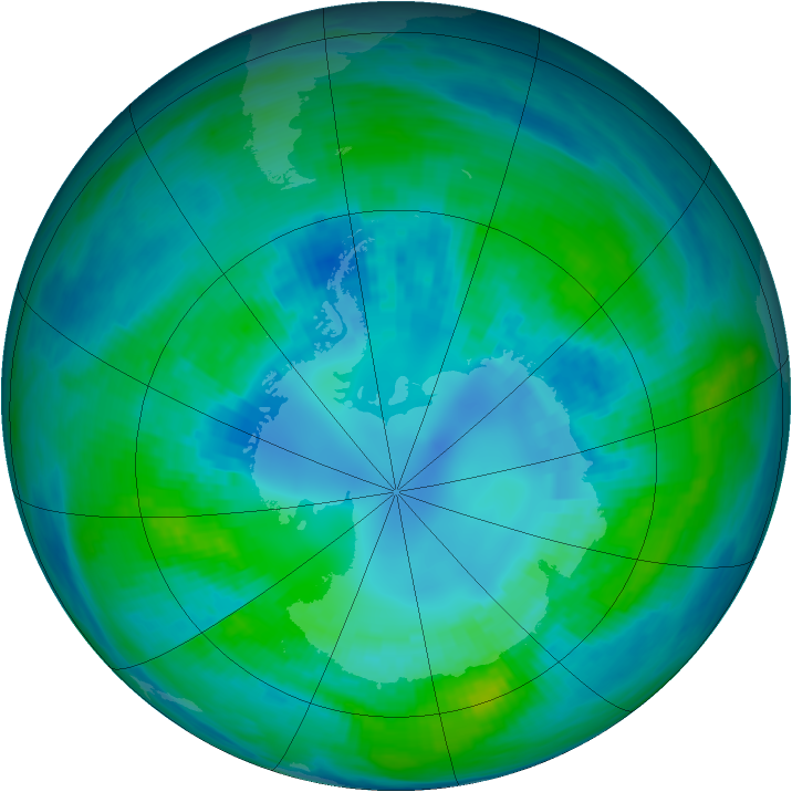 Antarctic ozone map for 17 April 1984